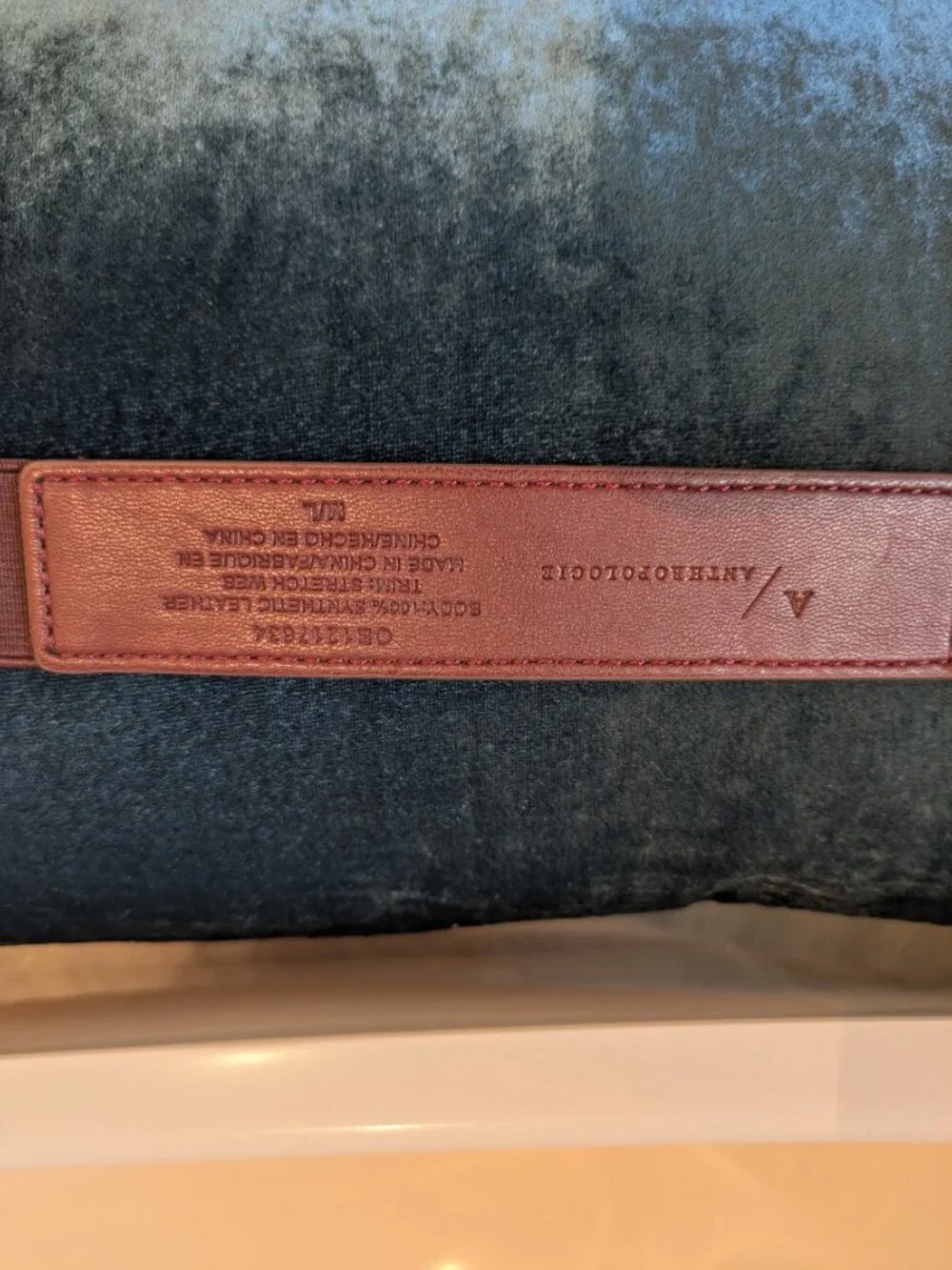Anthropologie Burgundy Faux Leather Chain Statement Belt Size M/L.